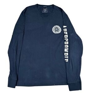 Abercrombie Fitch Mens Long Sleeve T Shirt Navy Blue Graphic Print Size Medium
